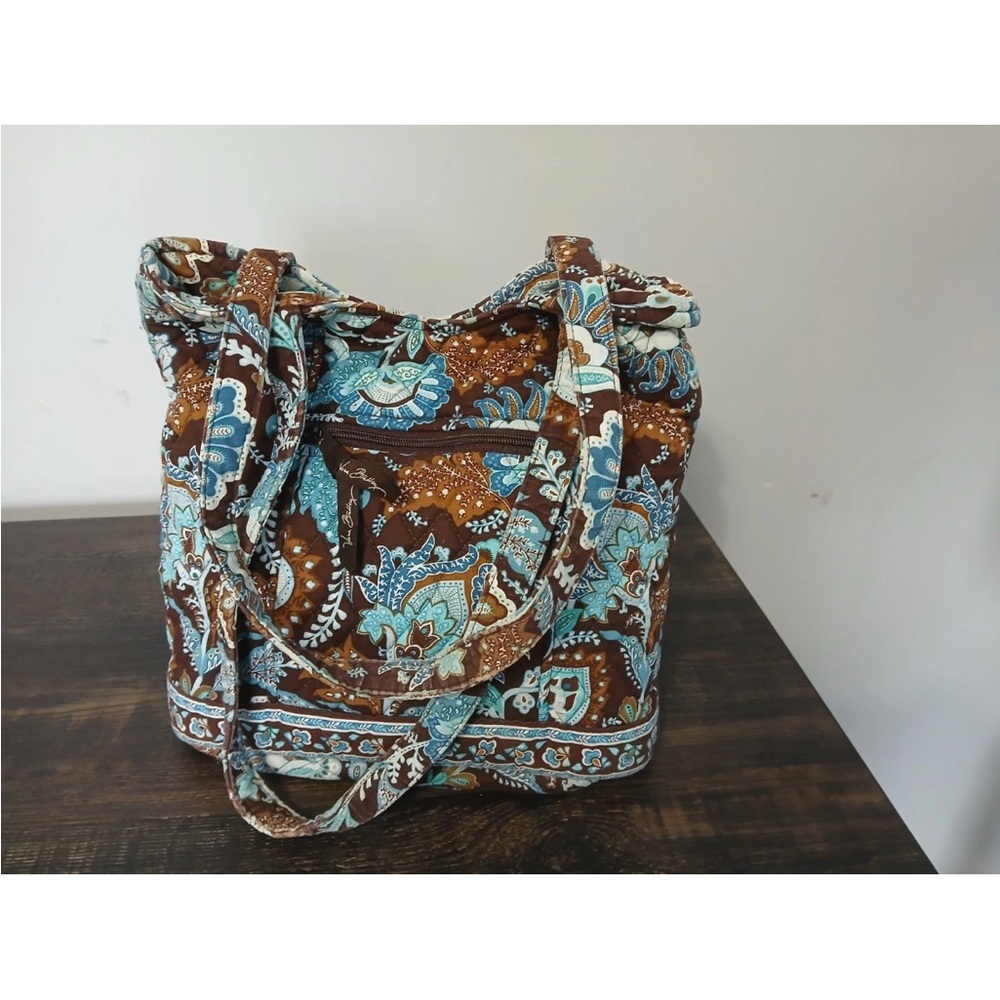 Vera Bradley Java brown and blue paisley shoulder purse